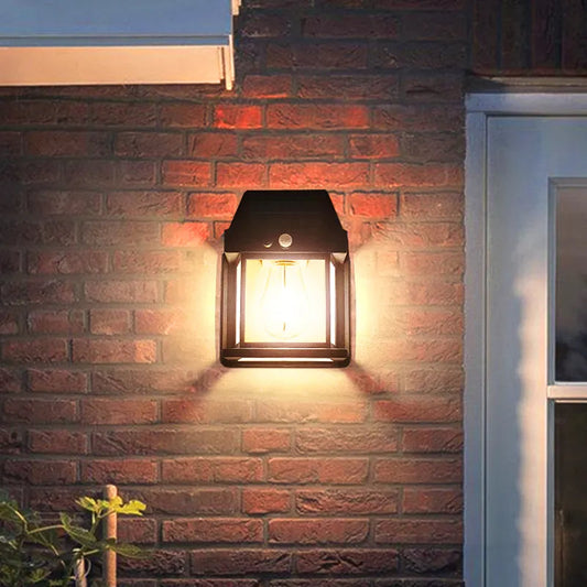 Solar Tungsten Bulb Wall Lamp – Outdoor Motion Sensor Garden Light
